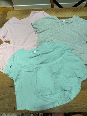 Stars Above Women’s Soft Knit Tee and Short Set Bundle - Mint, Pink, Heather Gra